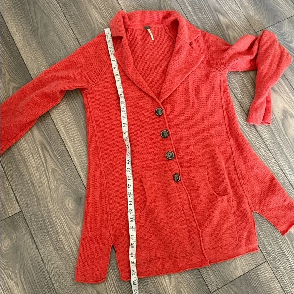 Free people orange wool cardigan jacket coat oversized knit trench